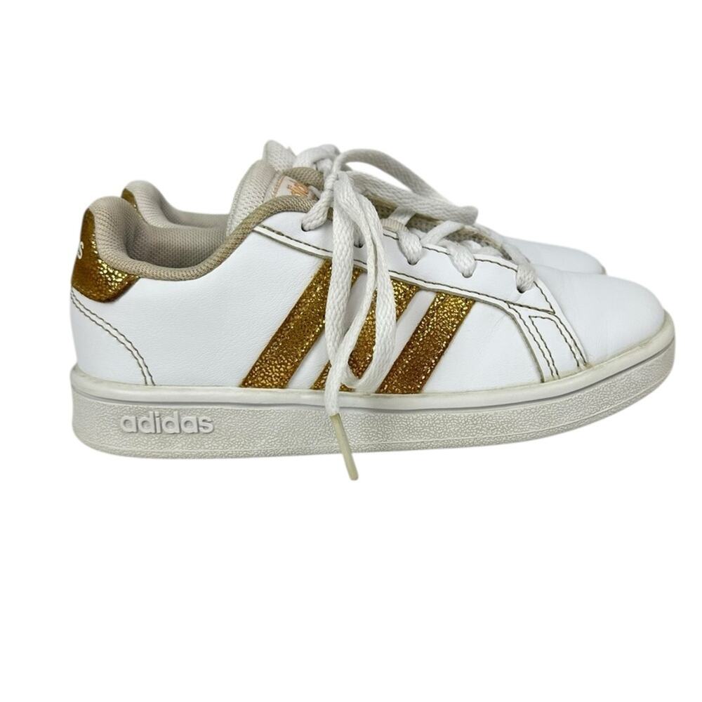 Adidas Grand Court Gold and White Casual Sneakers Size 11 Kids